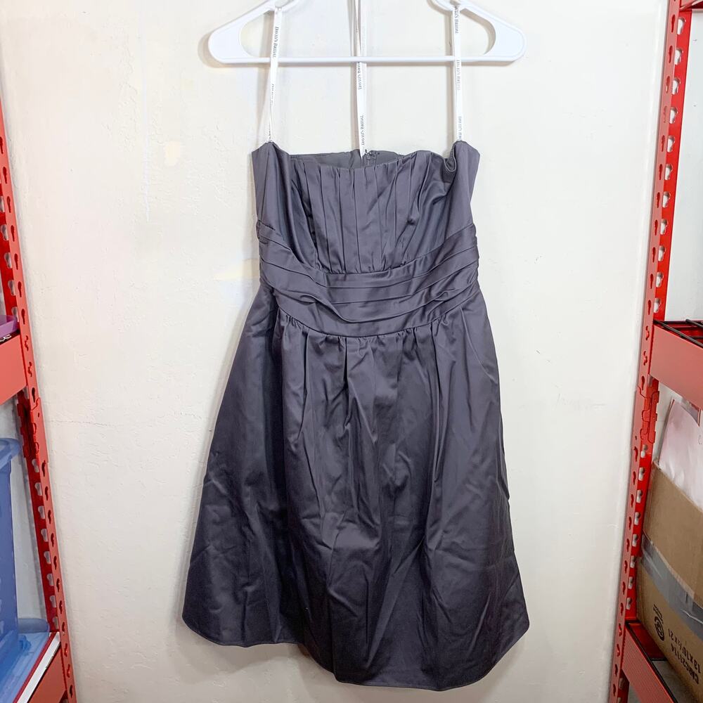 David’s Bridal cotton strapless dusty purple grey dress Size 8